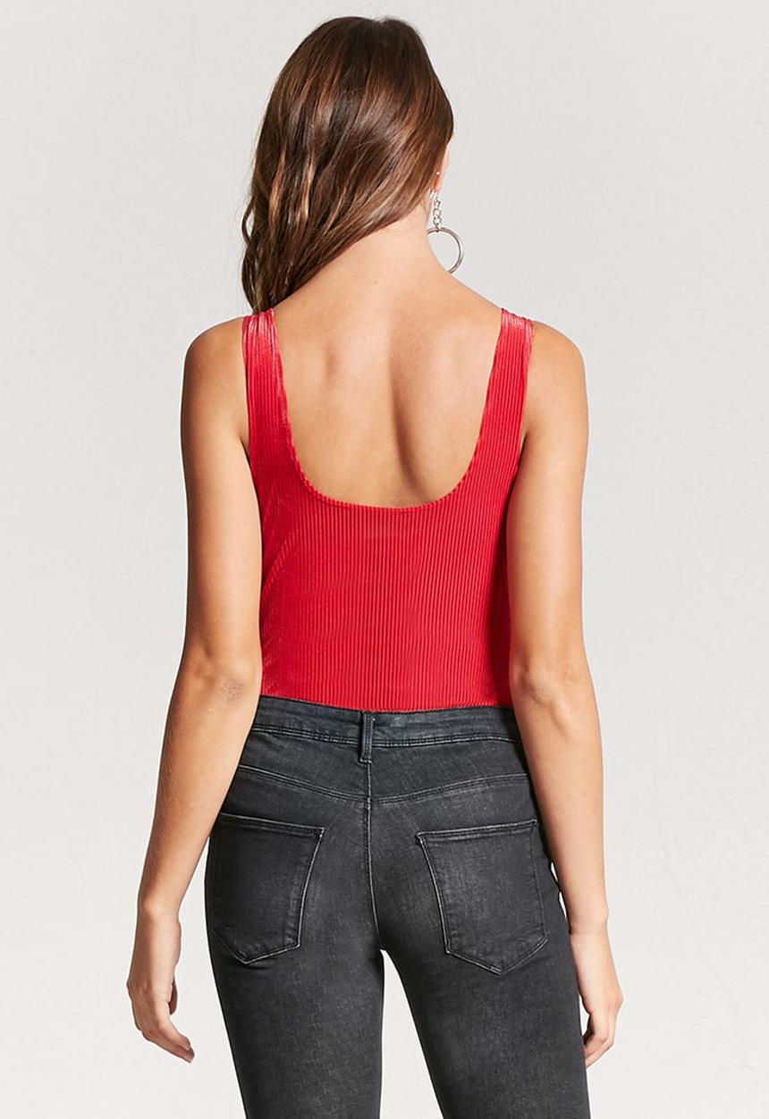 Forever21 - Embroidered Bodysuit Red