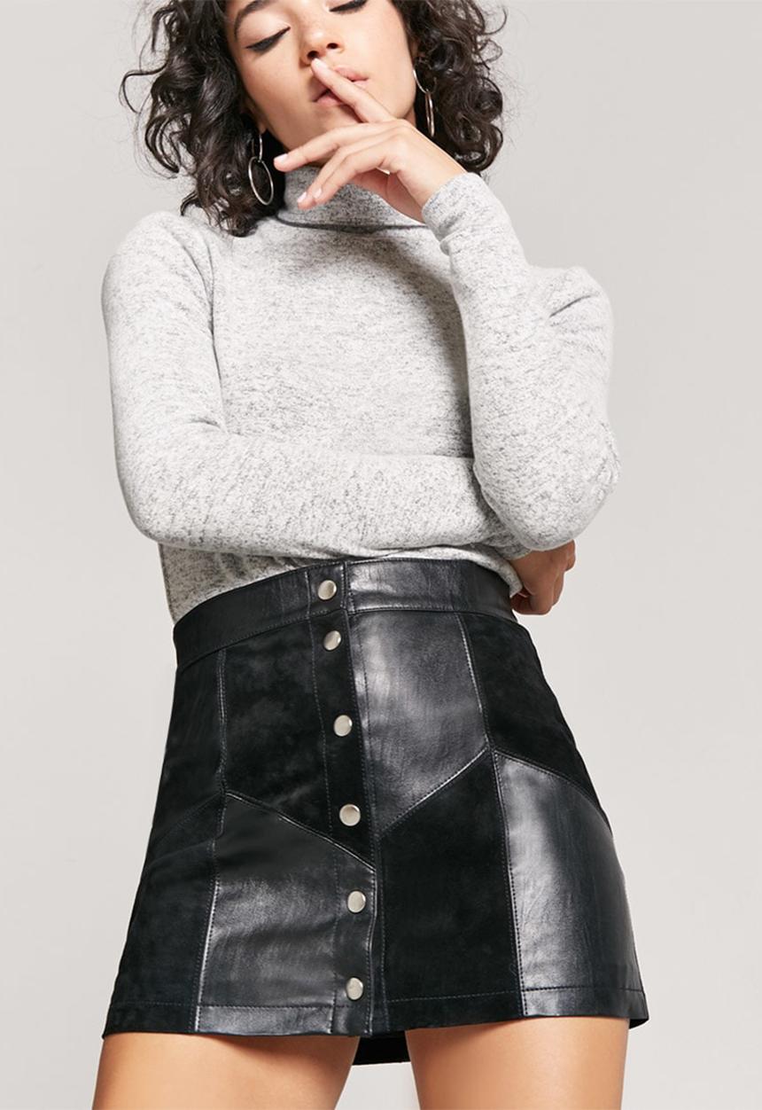 Forever21 - Patchwork Skirt Black