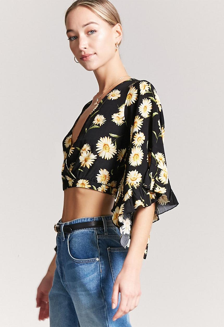 Forever21 - Sunflower Cropped Top Black