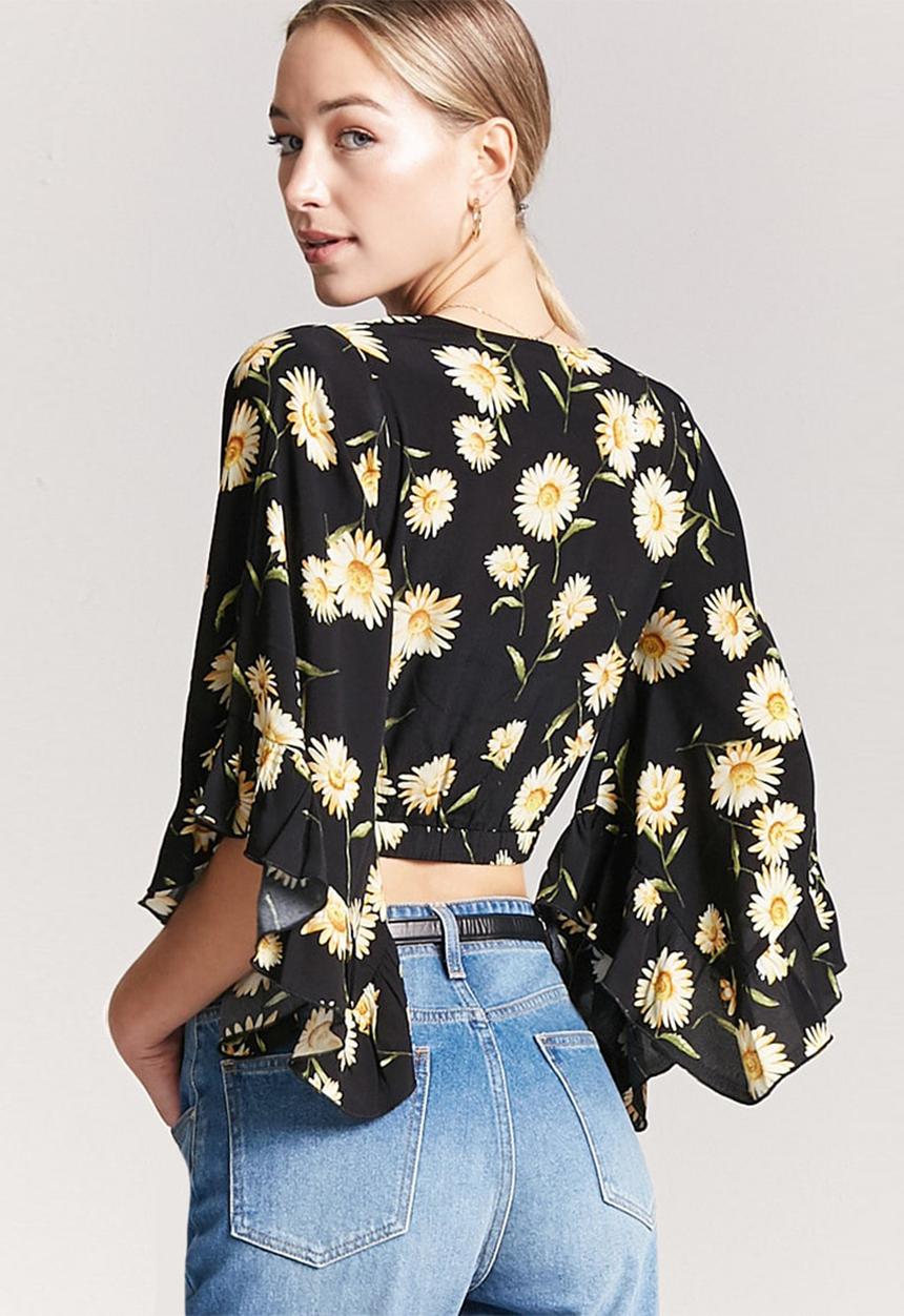 Forever21 - Sunflower Cropped Top Black