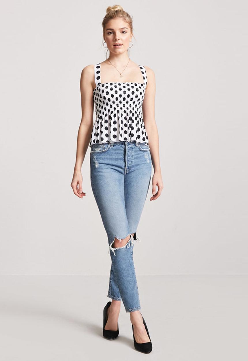 Forever21 - Polka-dot Top Black and White