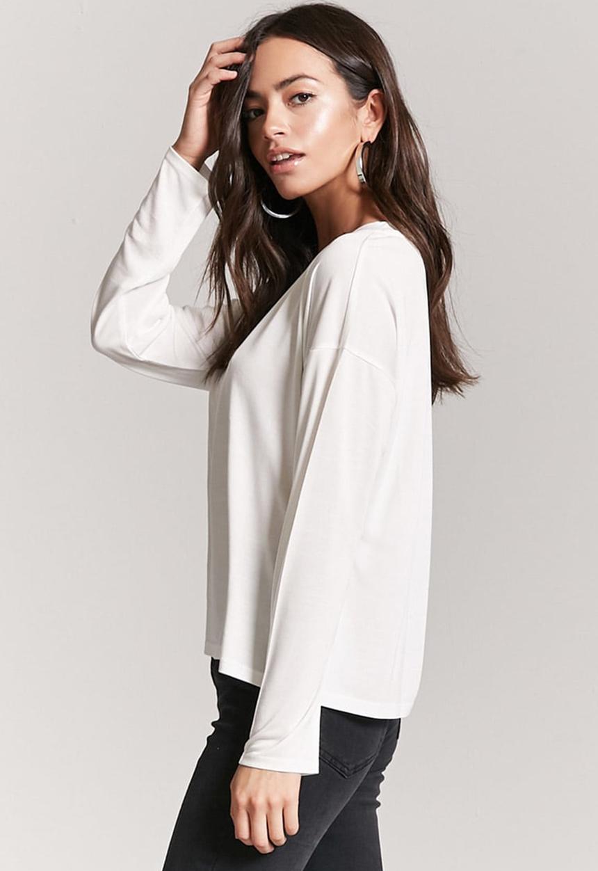 Forever21 - Flowy T-shirt Off White