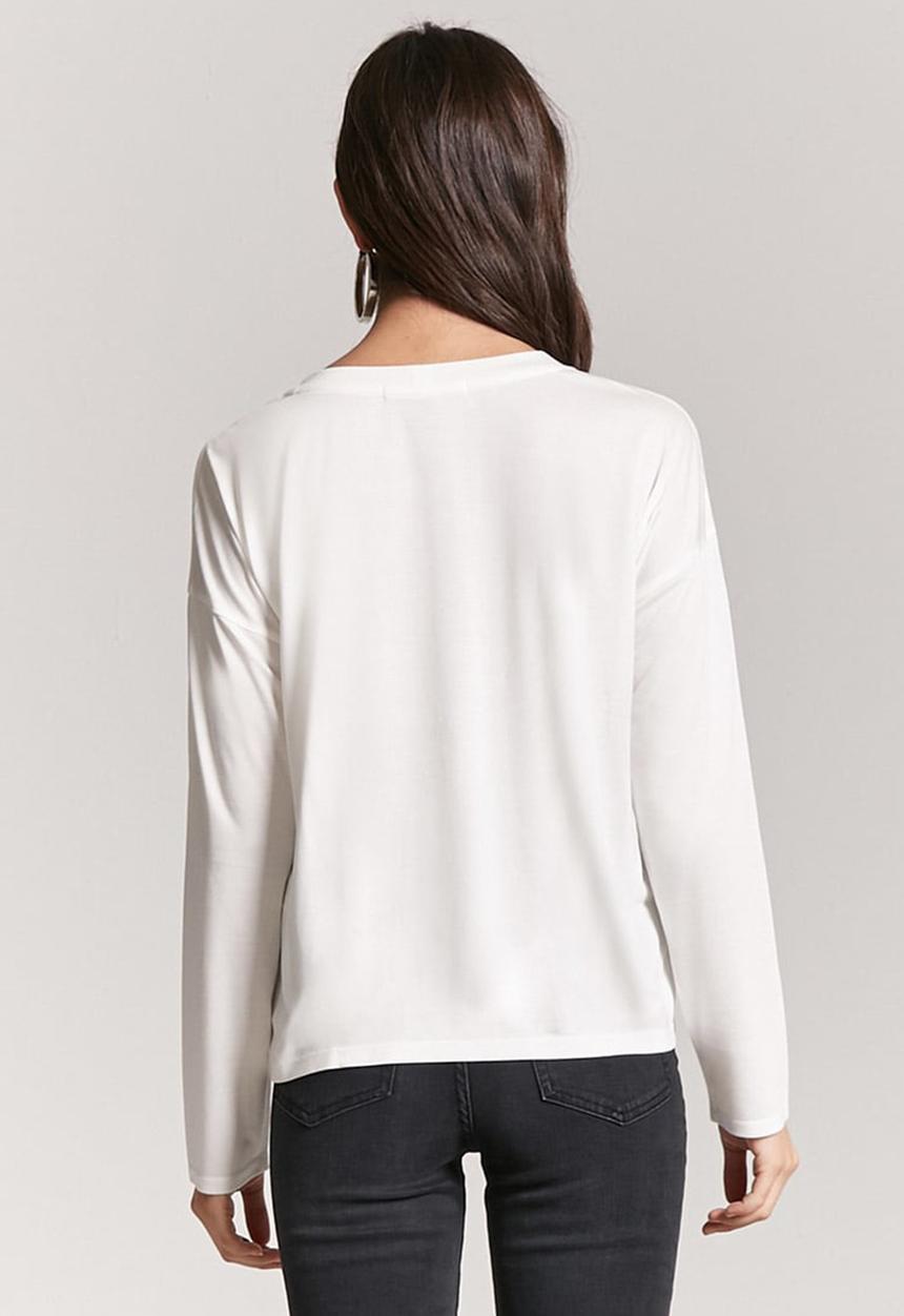 Forever21 - Flowy T-shirt Off White