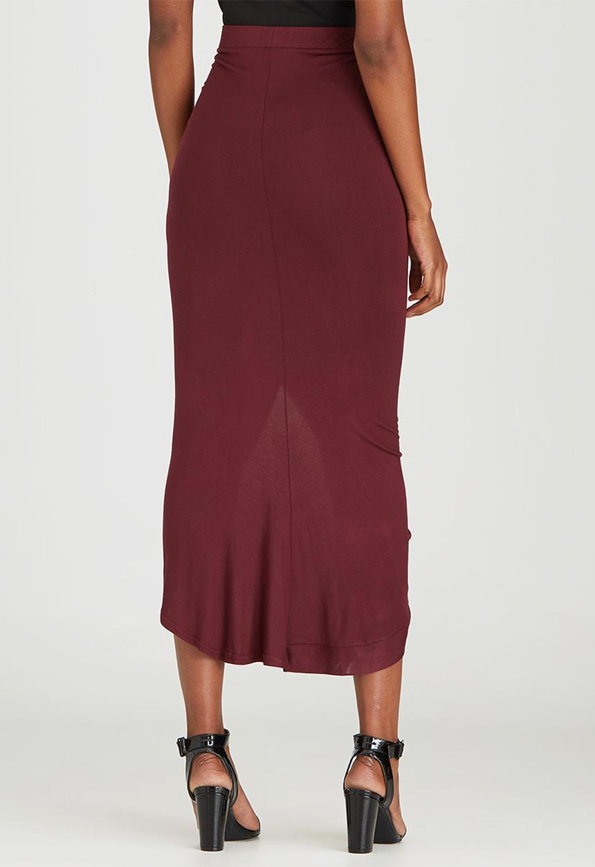 STYLE REPUBLIC - Drape Maxi Skirt Dark Red