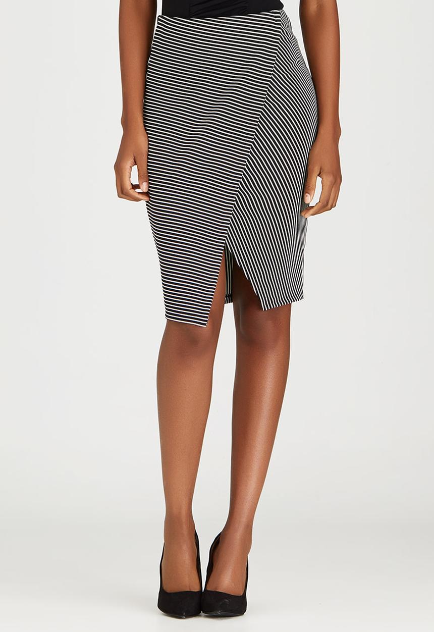edit - Knit Wrap Skirt Black and White