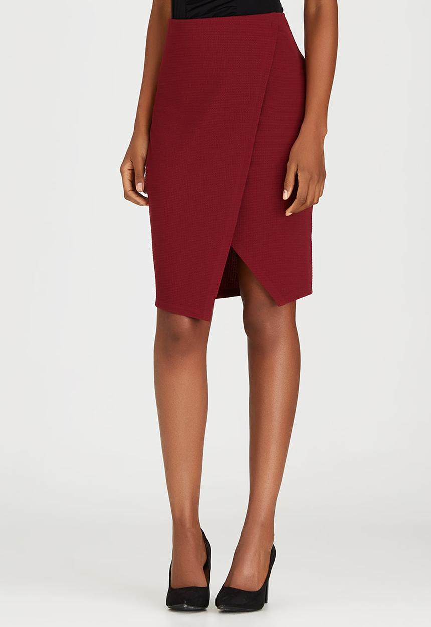edit - Knit Wrap Skirt Dark Red