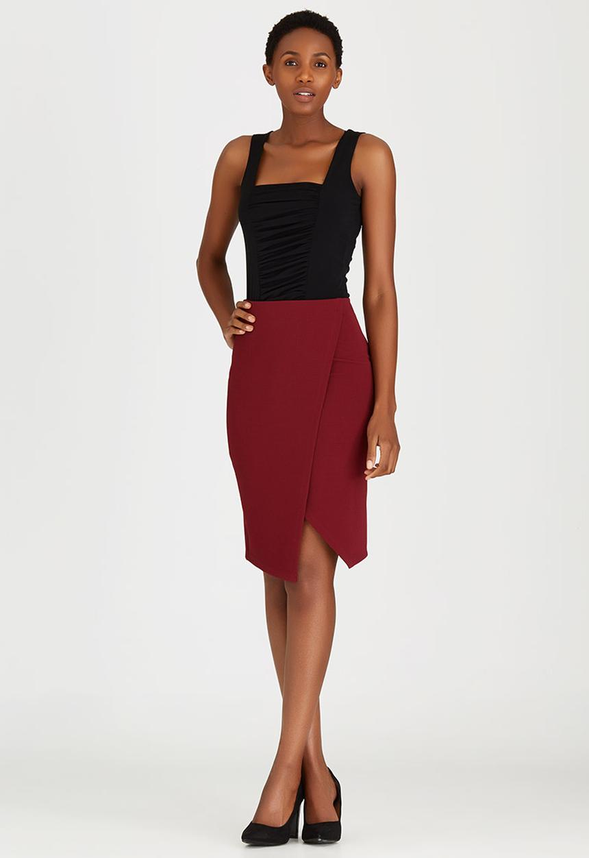 edit - Knit Wrap Skirt Dark Red