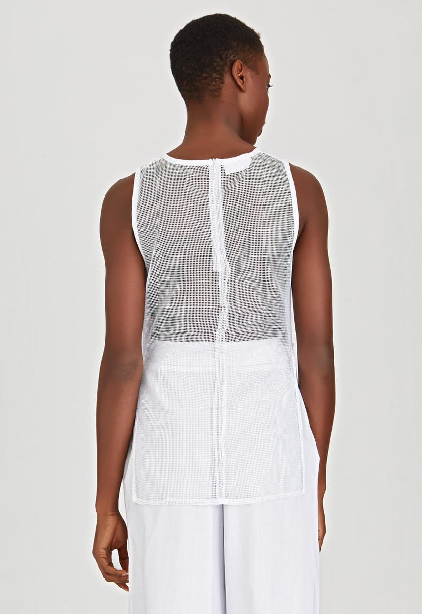 LUMIN - Printed Panel Apron Top White