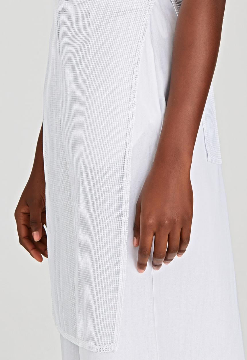 LUMIN - Printed Panel Apron Top White