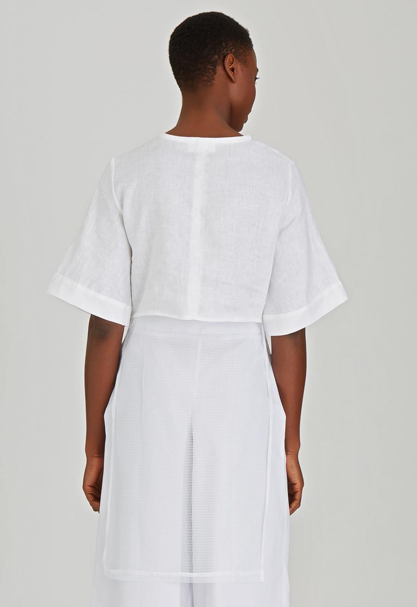 LUMIN - Apron Top With Sleeves White