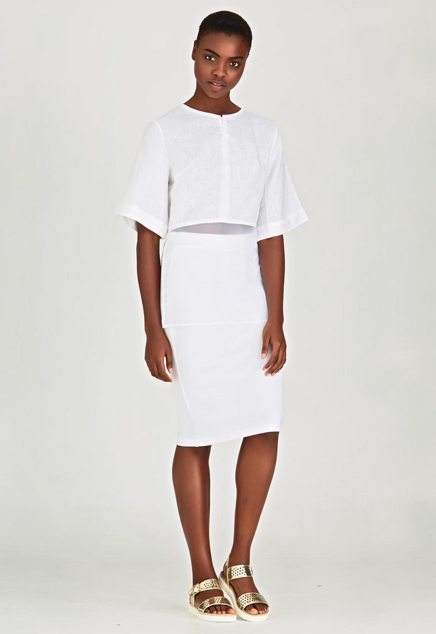 LUMIN - Fabric Combo T-Shirt White