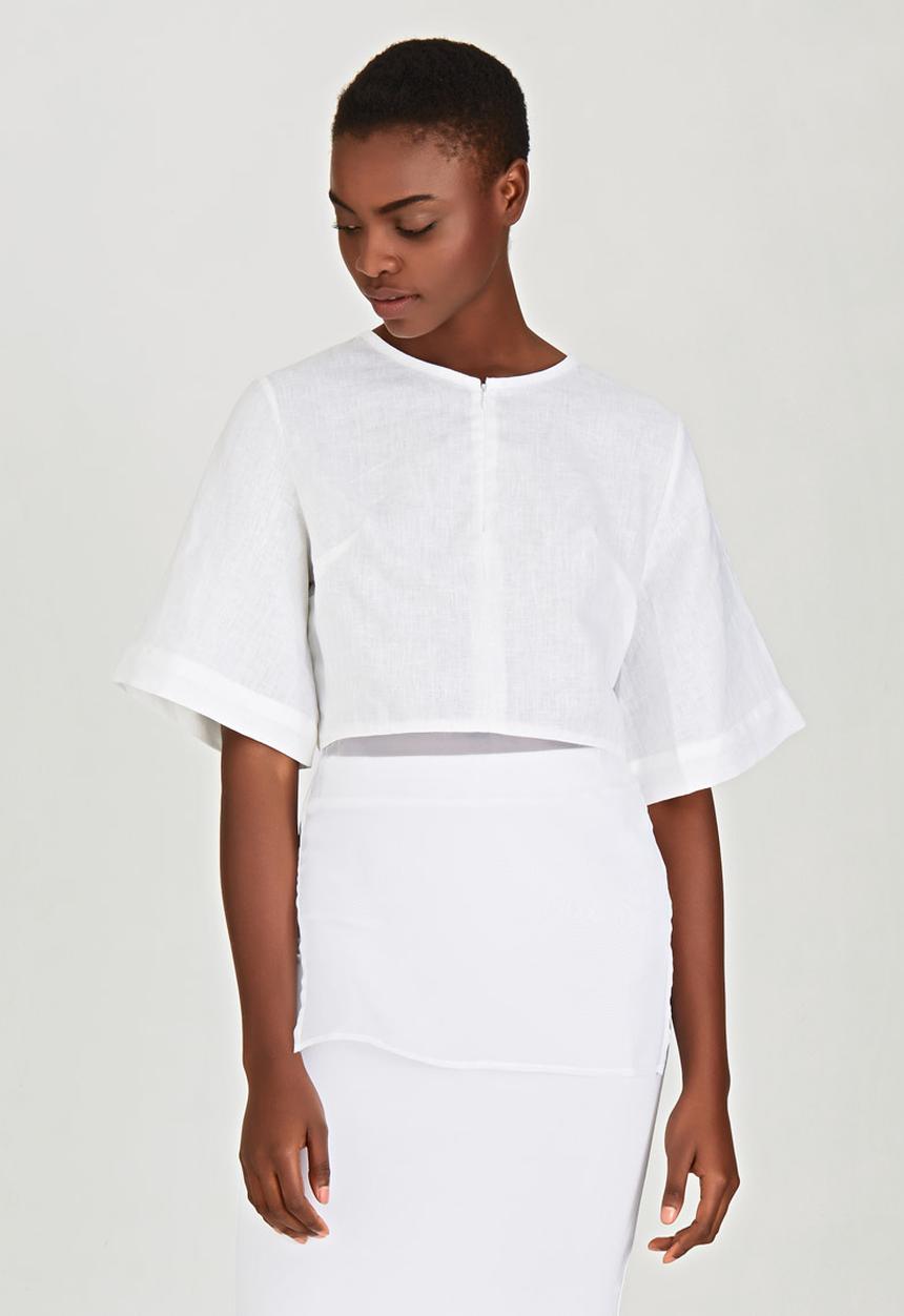 LUMIN - Fabric Combo T-Shirt White
