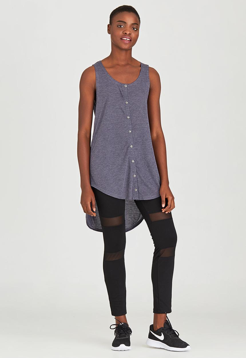 c(inch) - High Low Hooded Tank Pale Grey