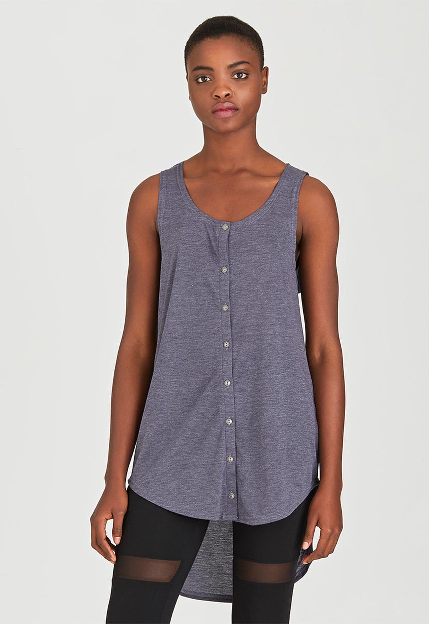 c(inch) - High Low Hooded Tank Pale Grey