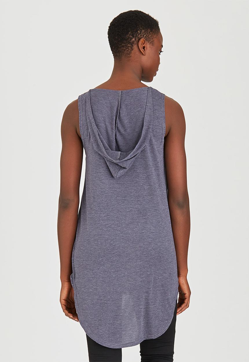 c(inch) - High Low Hooded Tank Pale Grey