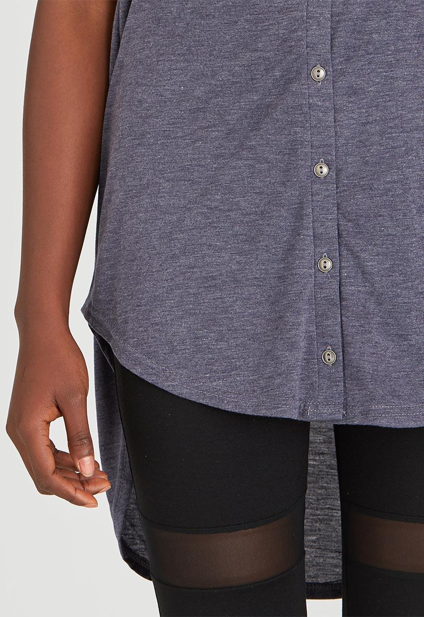 c(inch) - High Low Hooded Tank Pale Grey