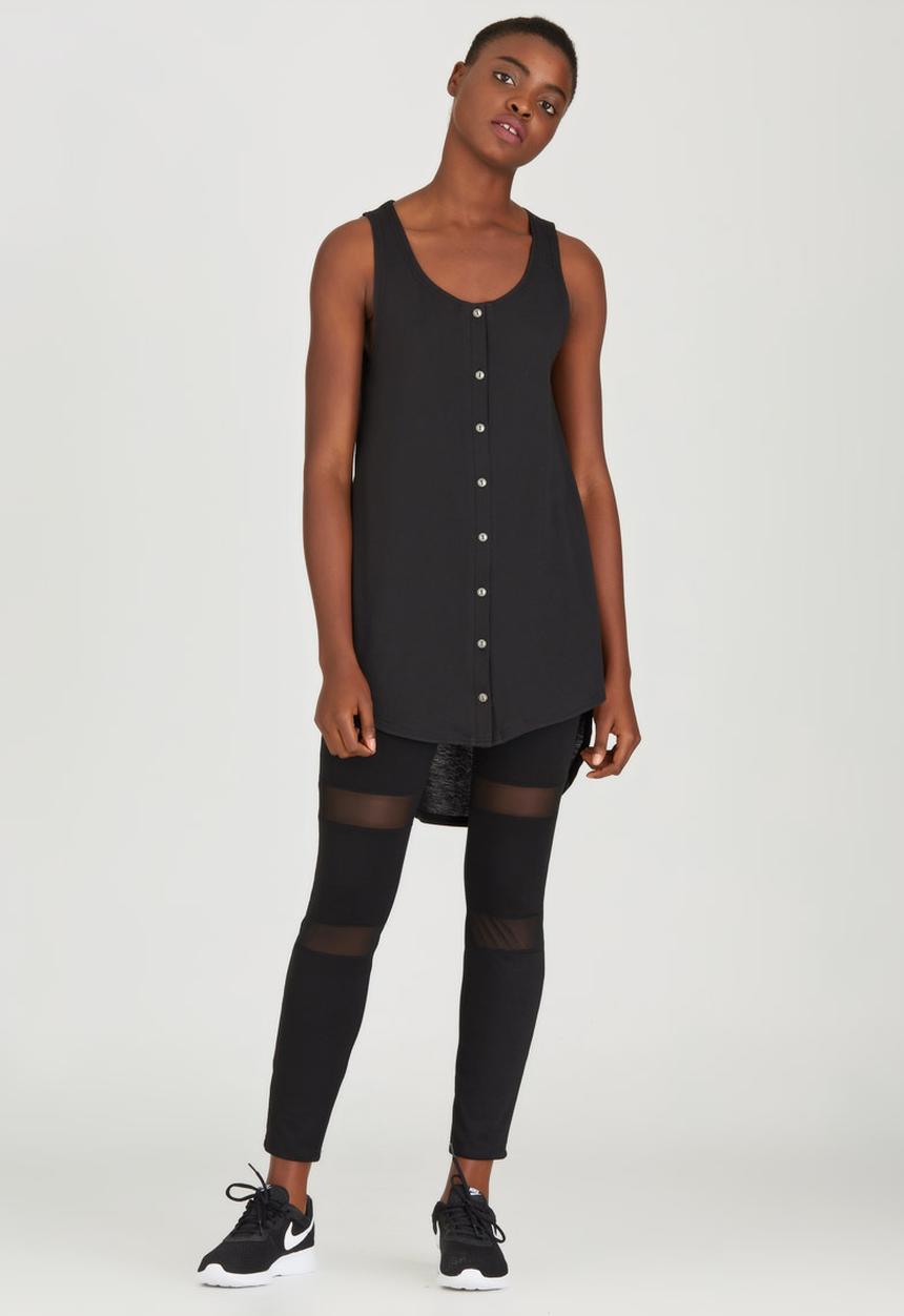c(inch) - High Low Hooded Tank Black