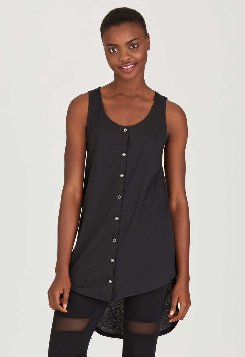 c(inch) - High Low Hooded Tank Black