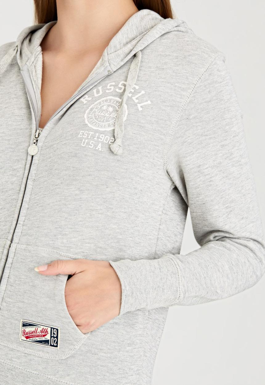 Russell Athletic - Varsity Zip Through Hoody with Rosette Print Grey Melange