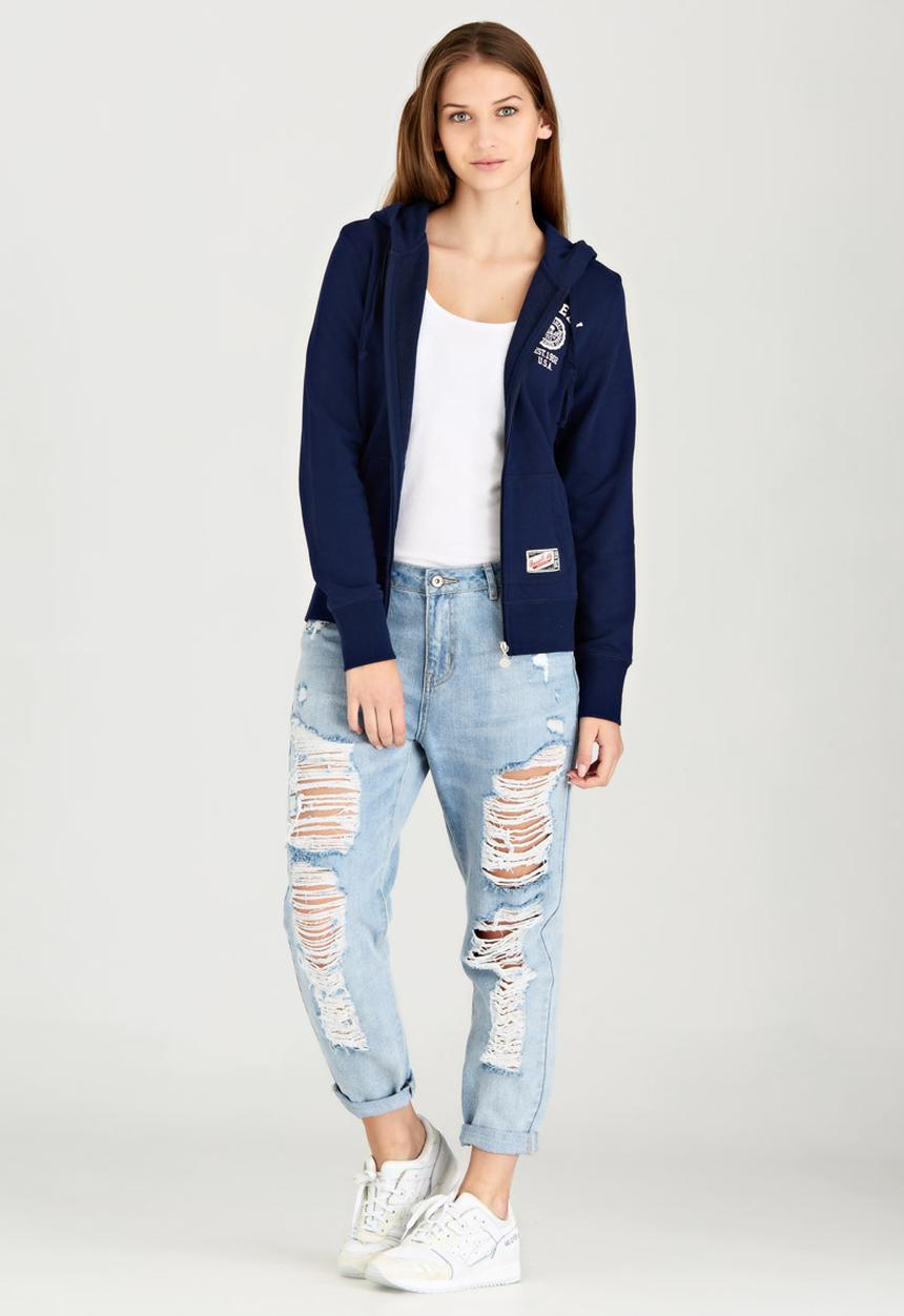 Russell Athletic - Varsity Zip Through Hoody with Rosette Print Navy