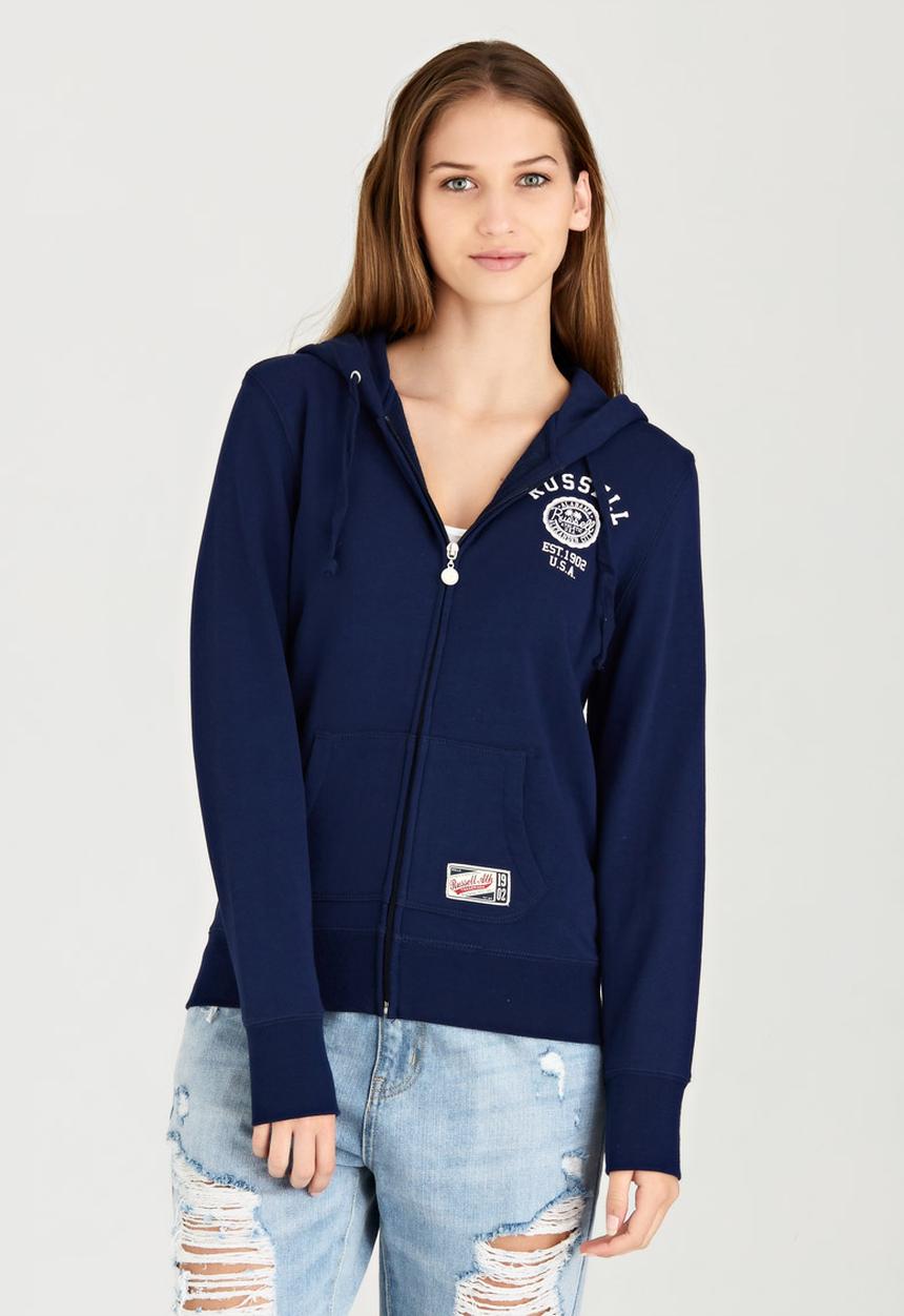 Russell Athletic - Varsity Zip Through Hoody with Rosette Print Navy