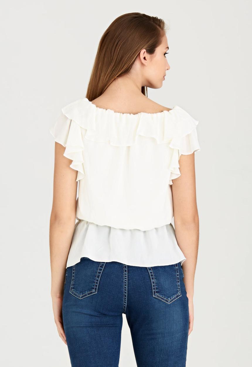 edit - Lined Double Frill Blouse Milk