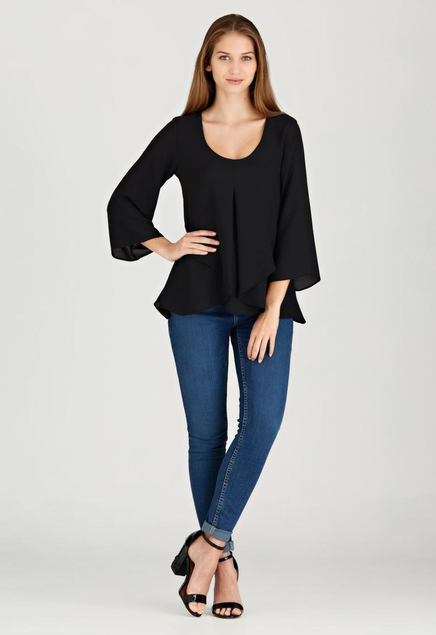 edit - Cross-over Layer Blouse Black
