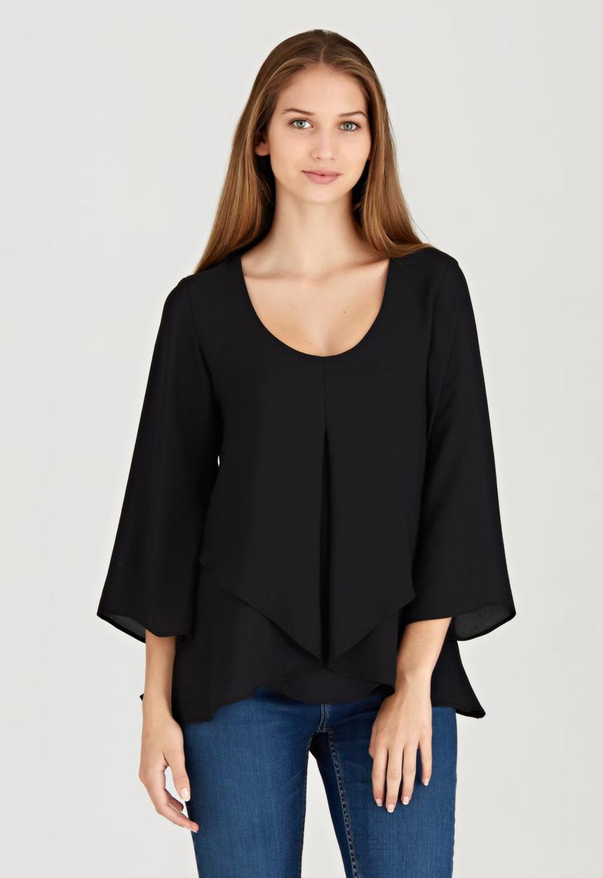 edit - Cross-over Layer Blouse Black