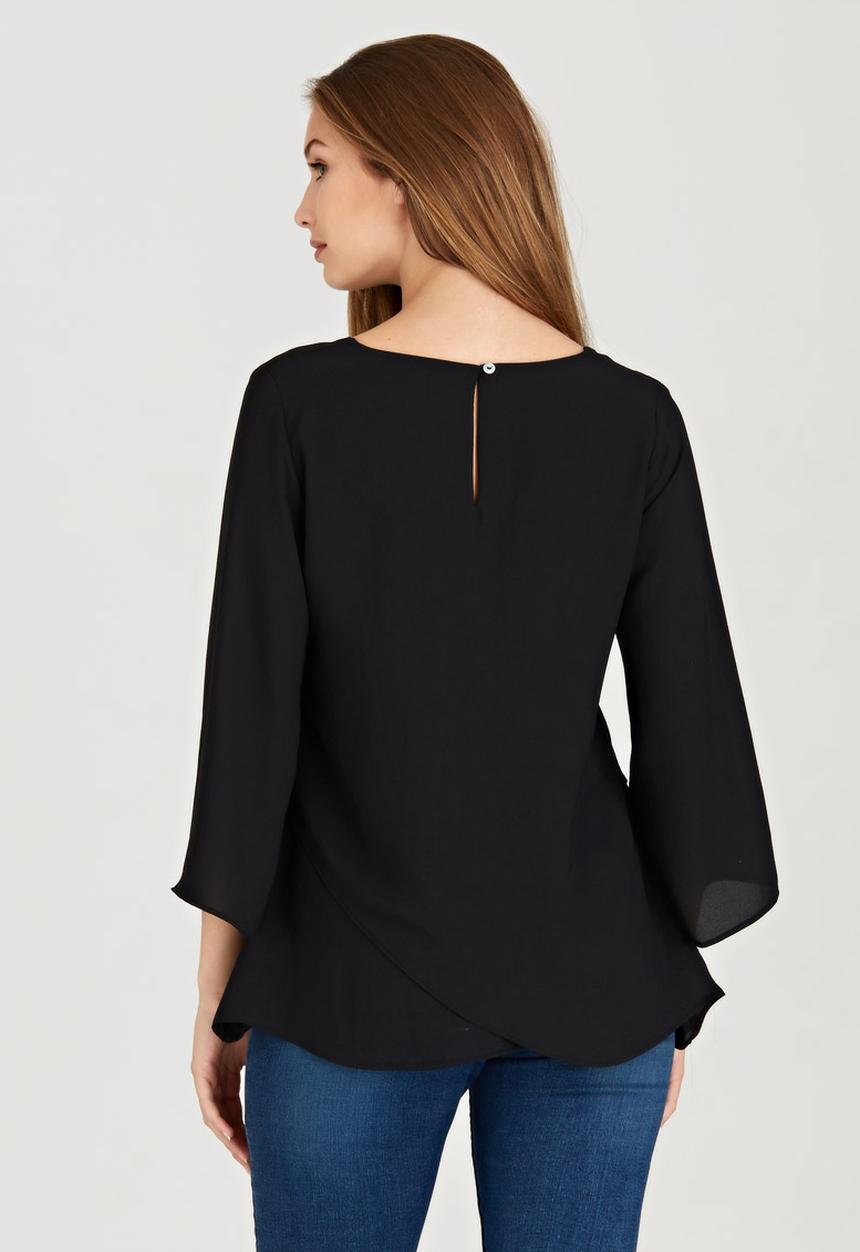 edit - Cross-over Layer Blouse Black
