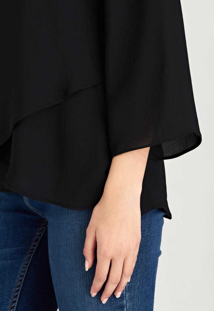 edit - Cross-over Layer Blouse Black