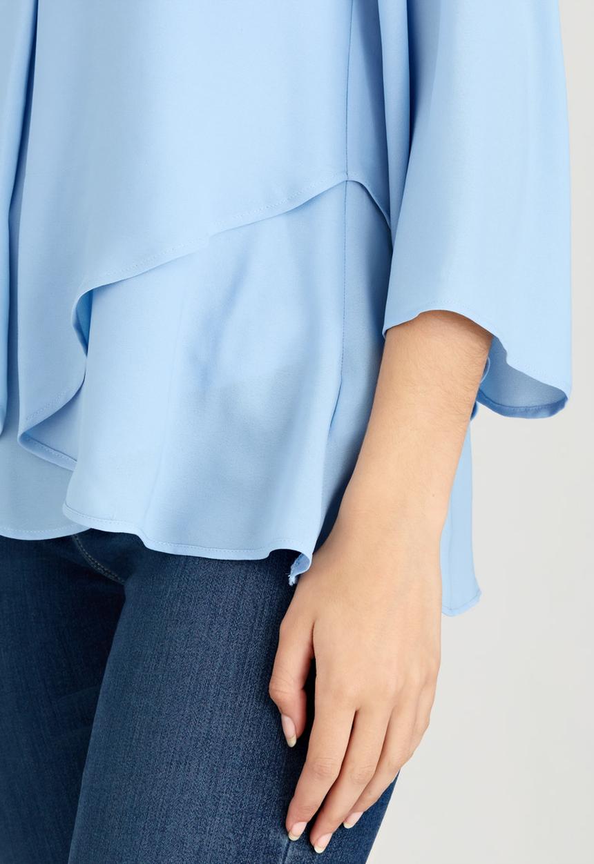 edit - Cross-over Layer Blouse Pale Blue