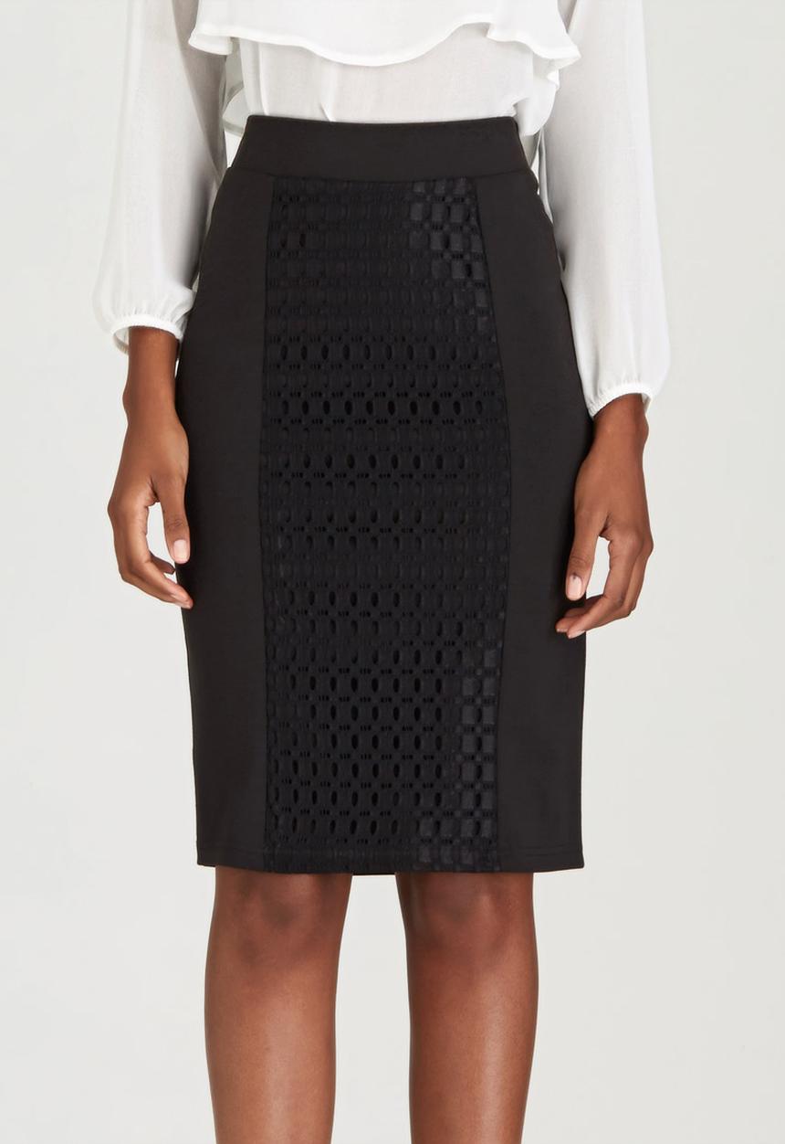 edit - Knit Skirt with Lace Inset Black