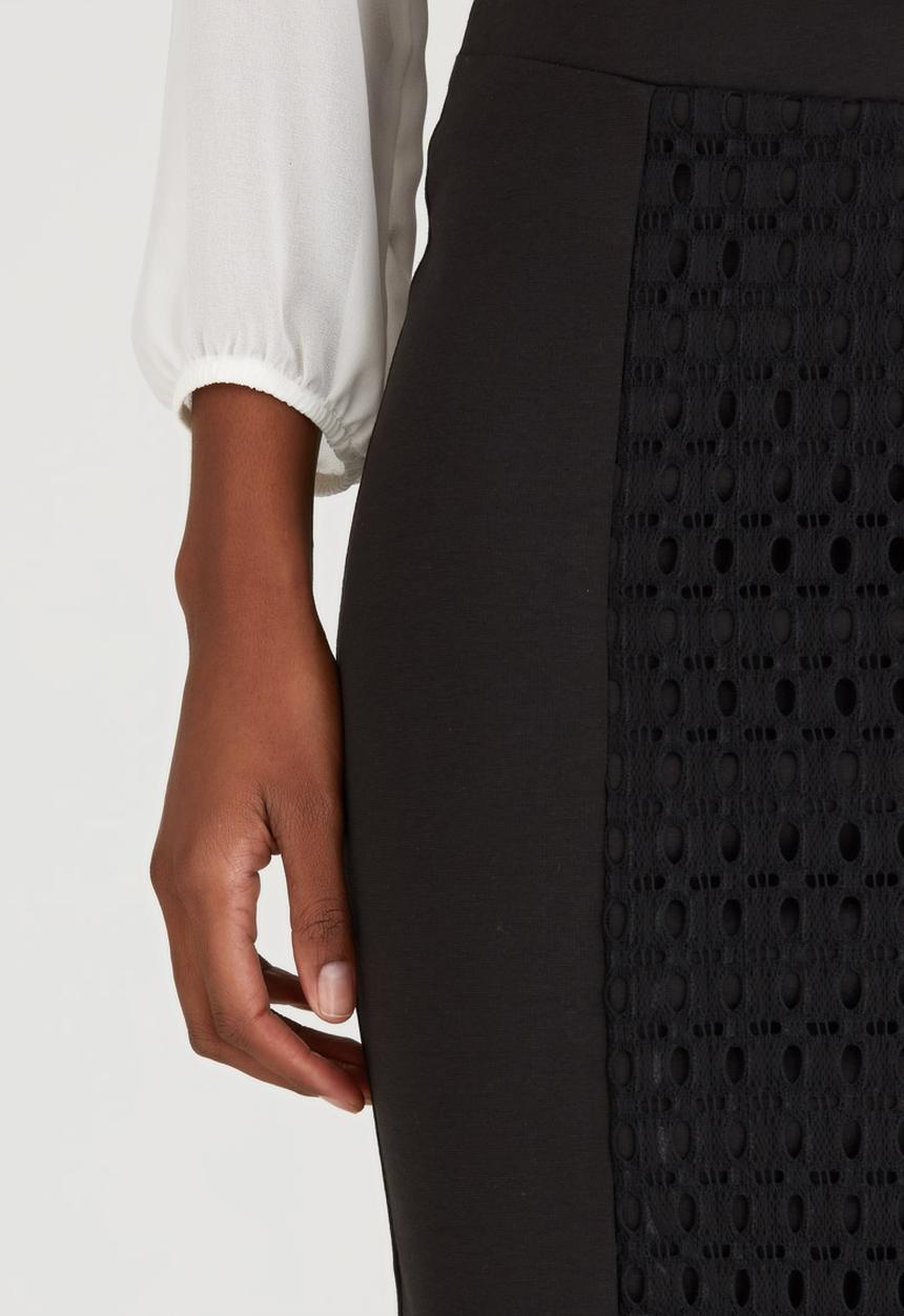 edit - Knit Skirt with Lace Inset Black