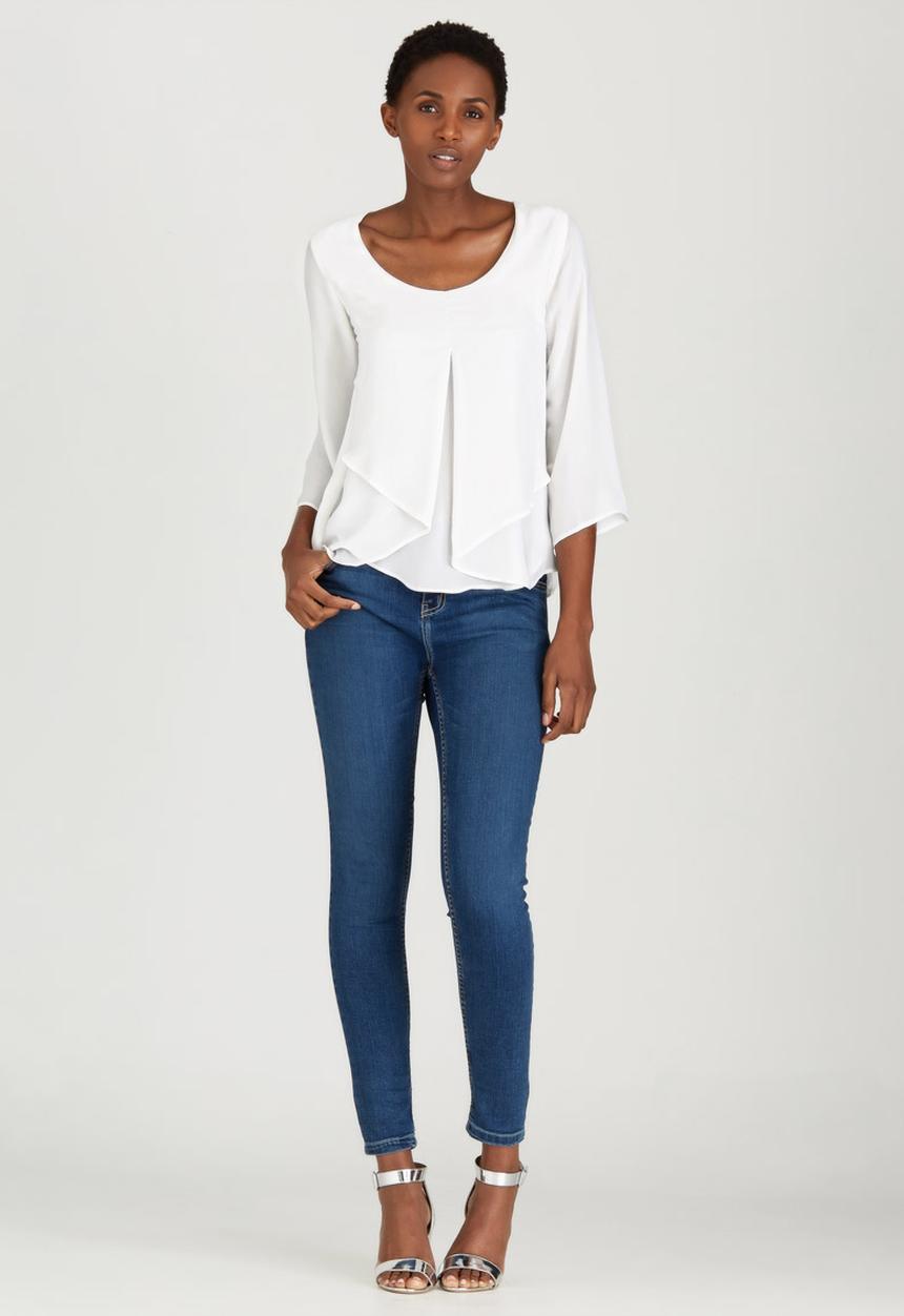 edit - Cross-over Layer Blouse Milk