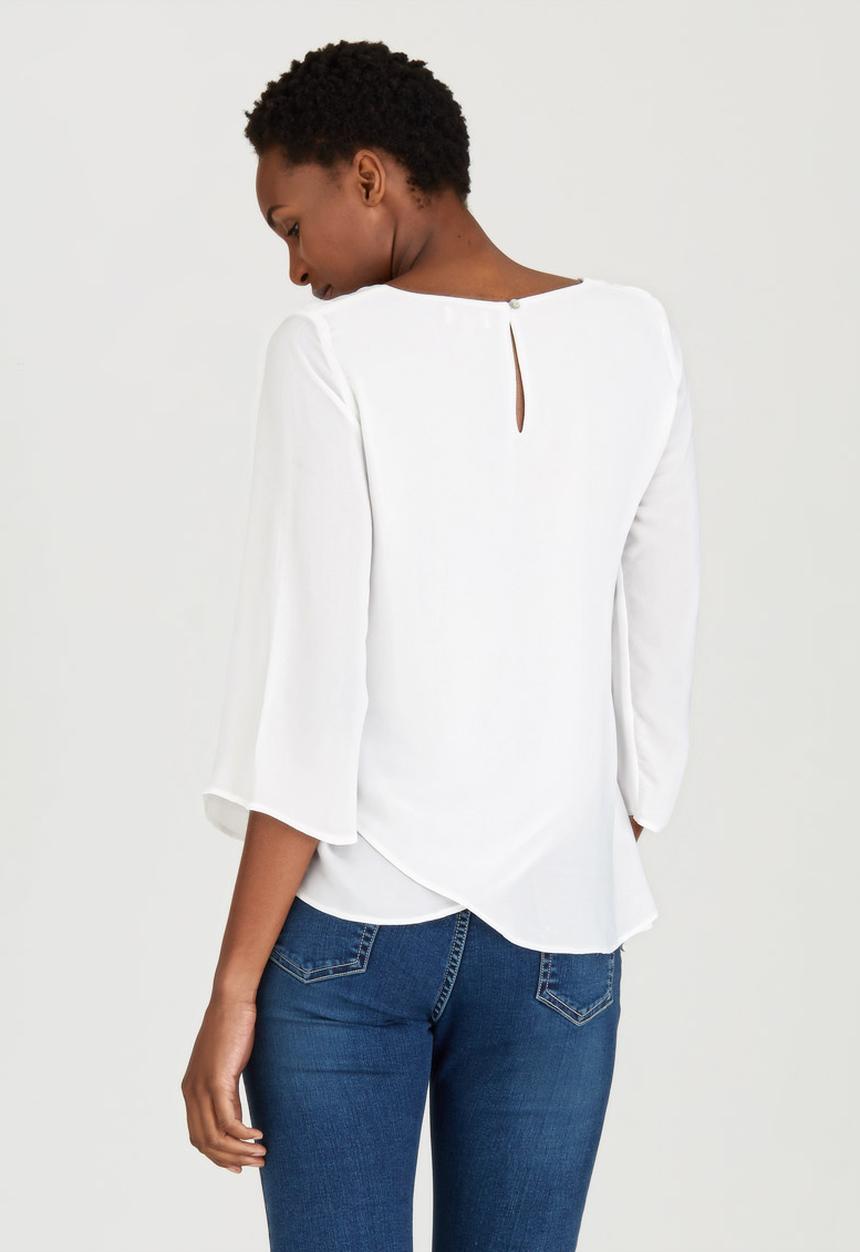 edit - Cross-over Layer Blouse Milk