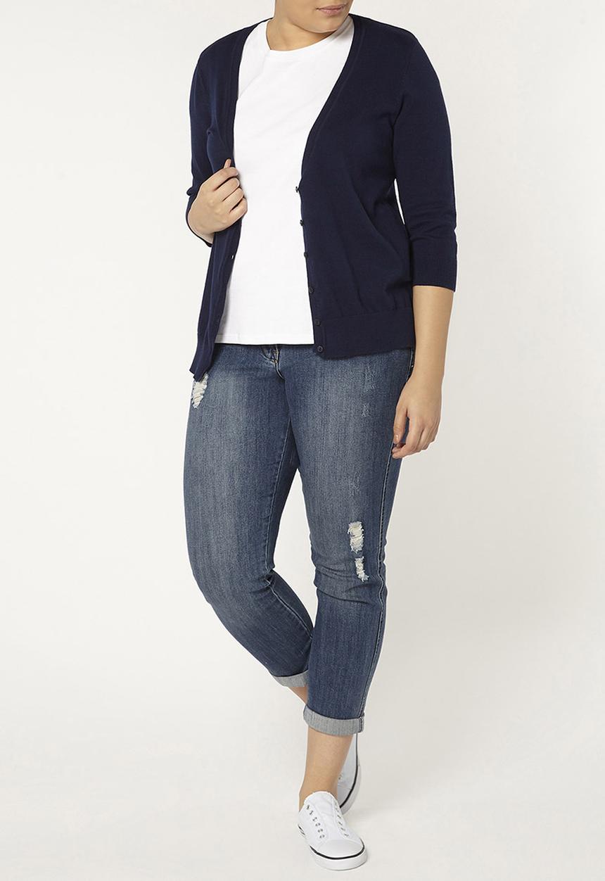 EVANS - Button Through Cardigan Navy