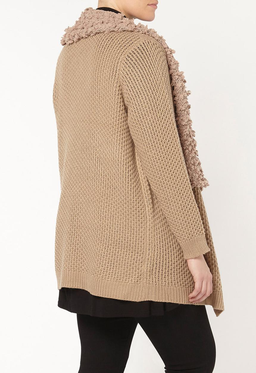 EVANS - Oversized Collar Cardigan Camel