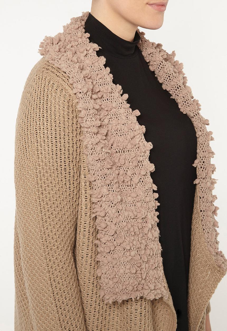 EVANS - Oversized Collar Cardigan Camel