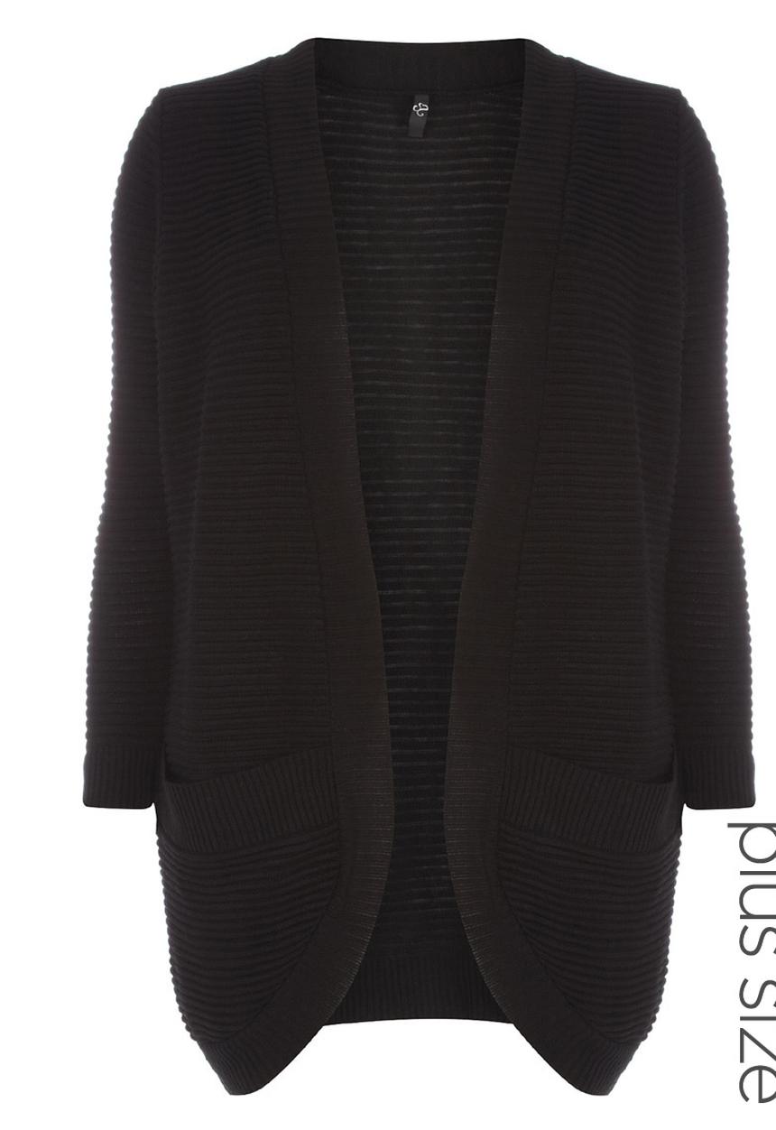 EVANS - Textured Ribbed Cardigan Black