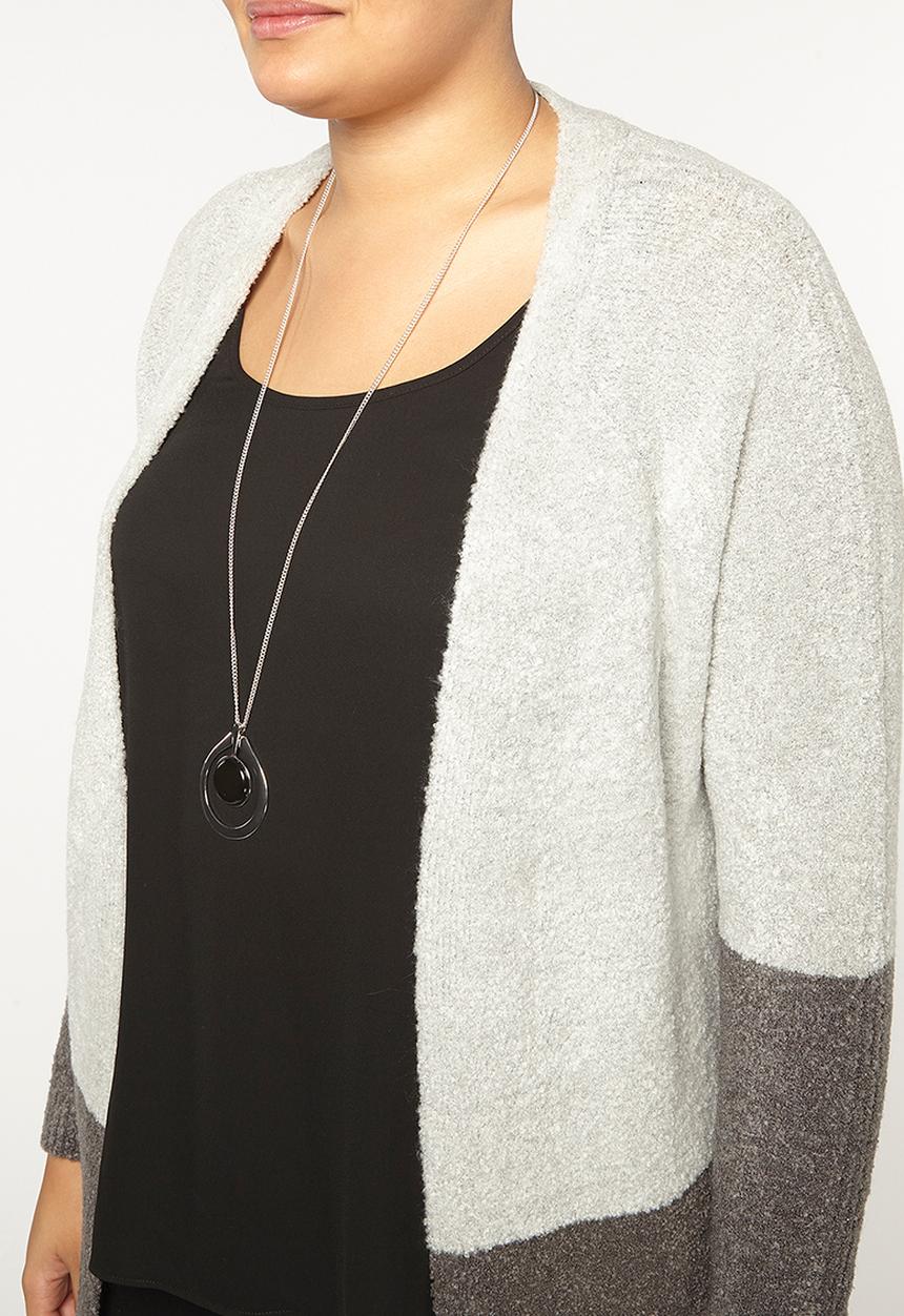 EVANS - Colourblock Cardigan Grey