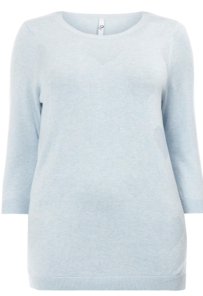EVANS - Heart DetailSweater Pale Blue