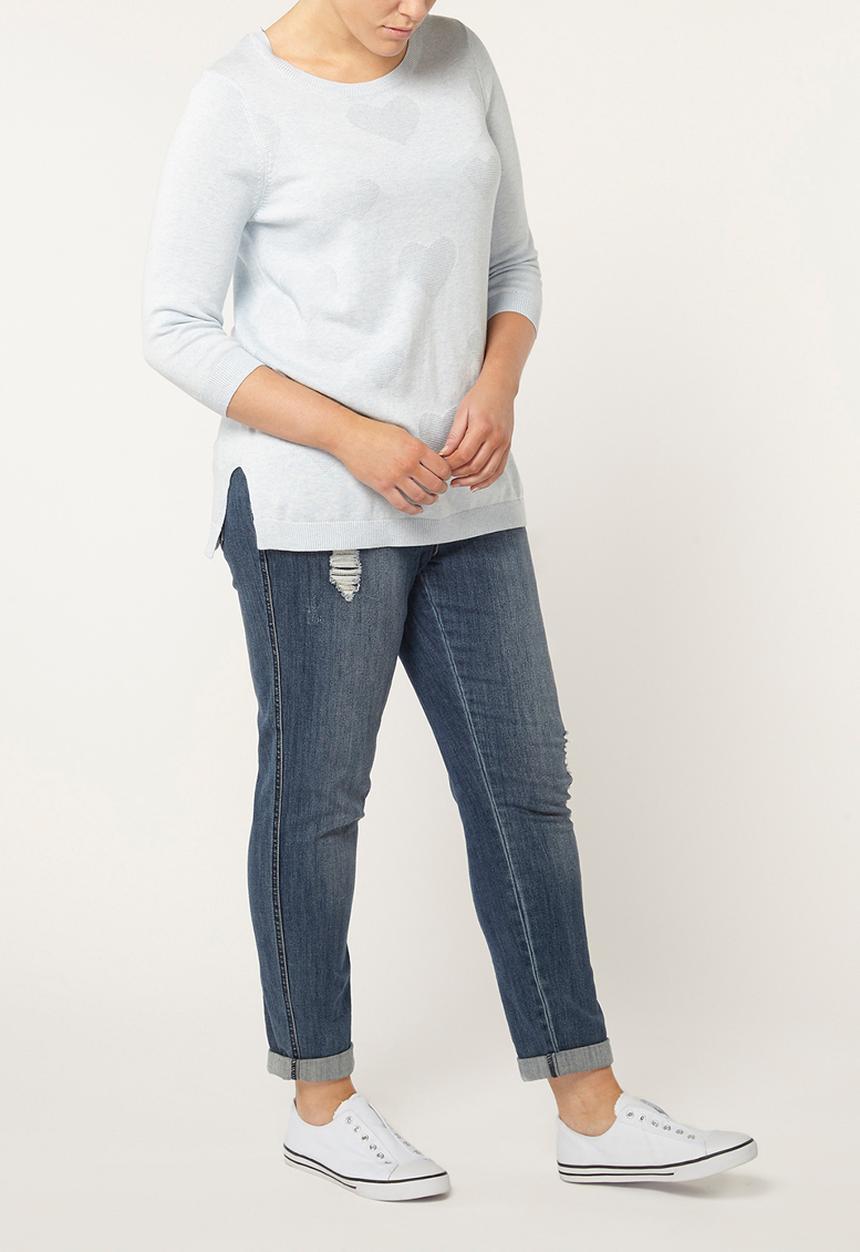EVANS - Heart DetailSweater Pale Blue