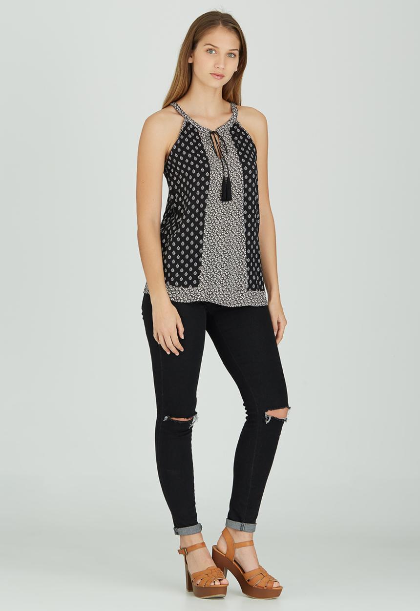 Revenge - Sleeveless Tunic Top Black and White