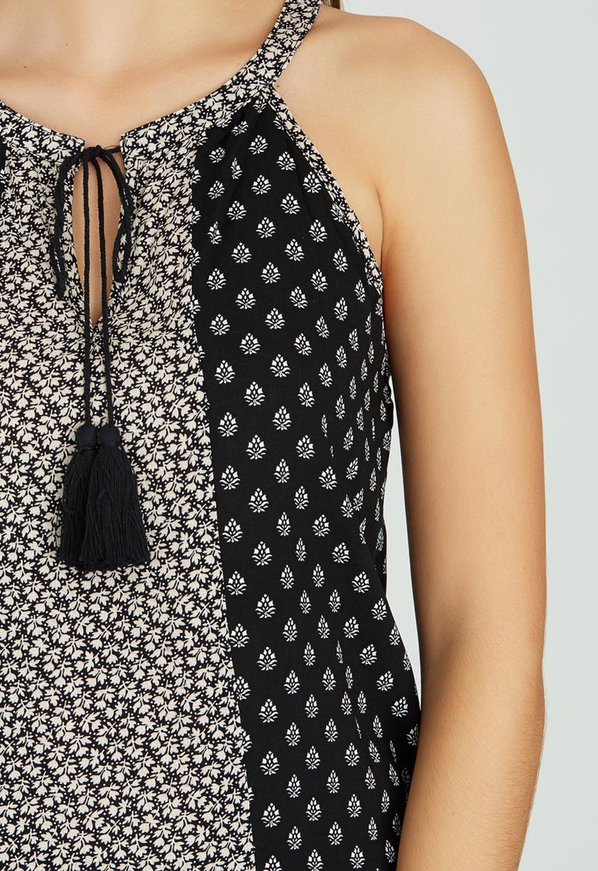 Revenge - Sleeveless Tunic Top Black and White