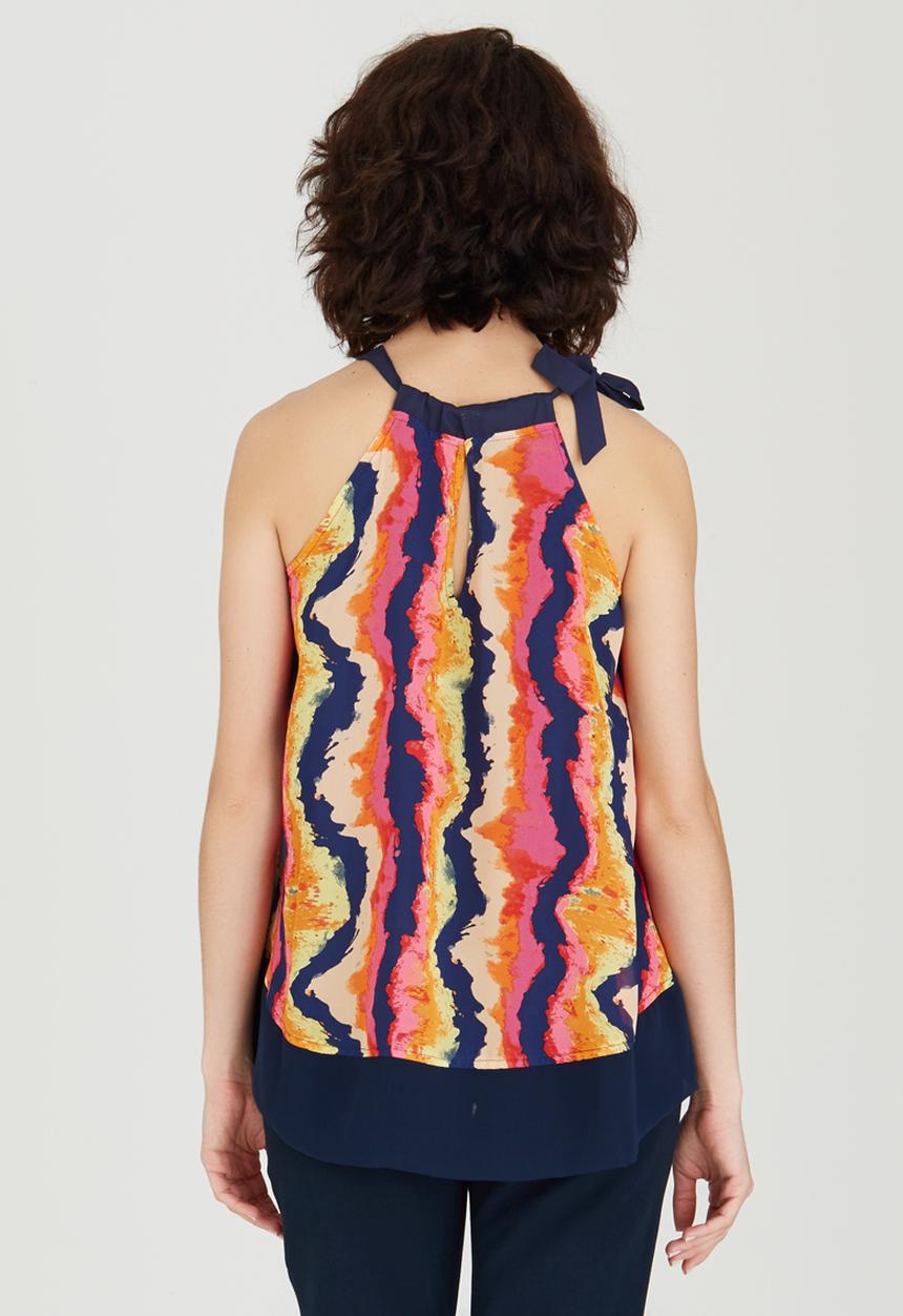 Ilan - Sophia Patterned Halter Top Coral