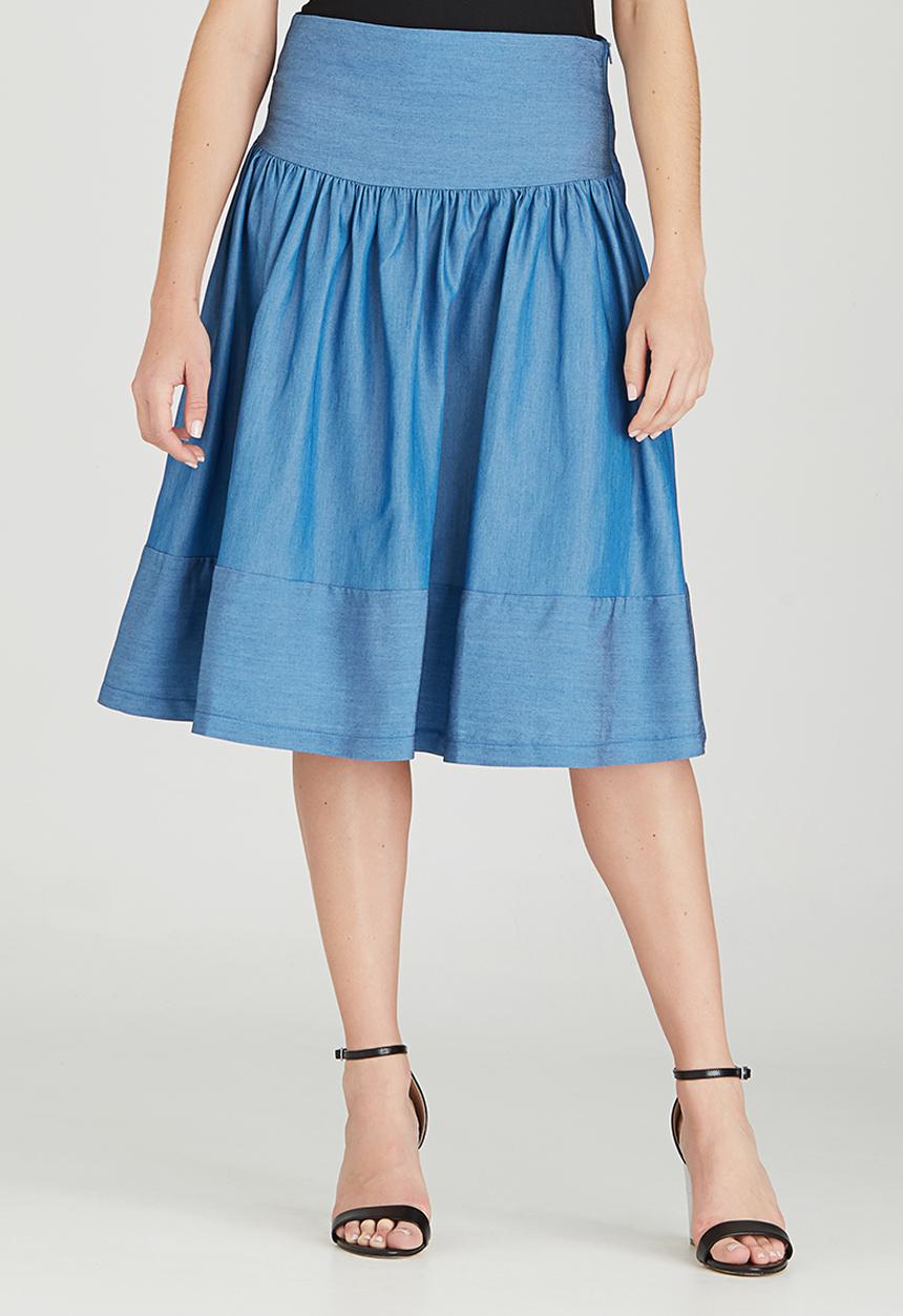 STYLE REPUBLIC - Fit and Flare Midi Skirt Pale Blue