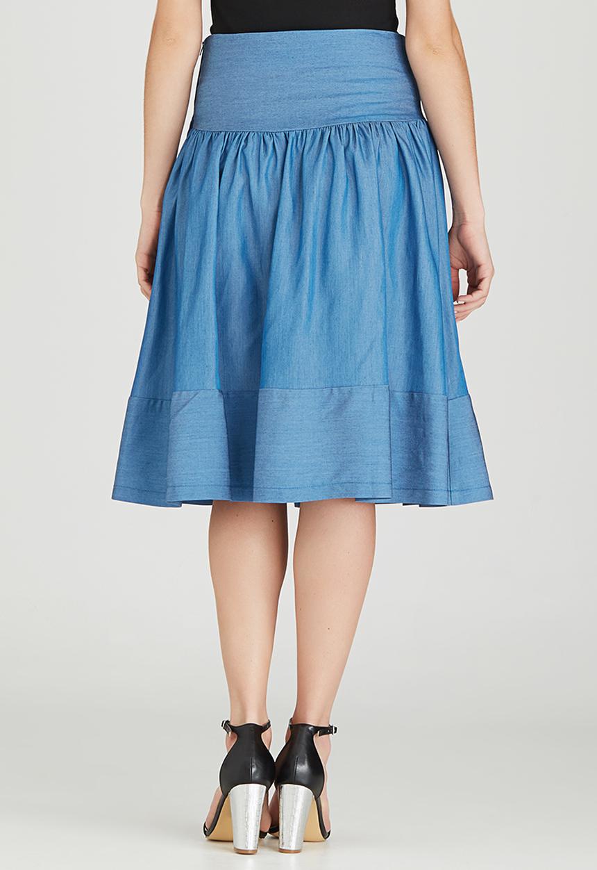 STYLE REPUBLIC - Fit and Flare Midi Skirt Pale Blue