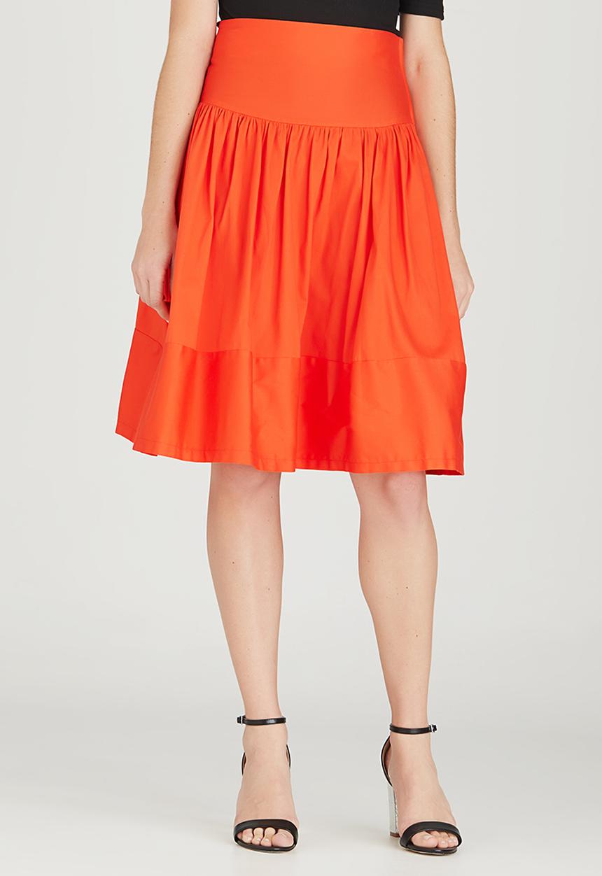 STYLE REPUBLIC - Fit and Flare Midi Skirt Orange
