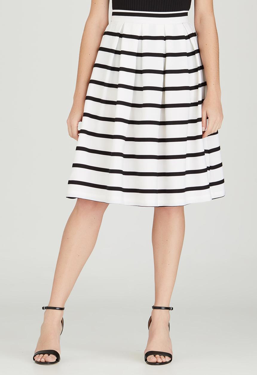Revenge - Horizontal Striped Skirt White
