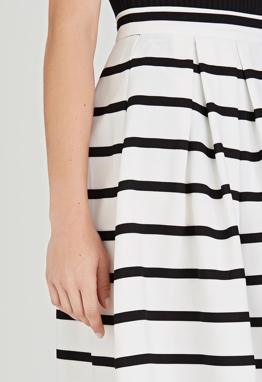 Revenge - Horizontal Striped Skirt White